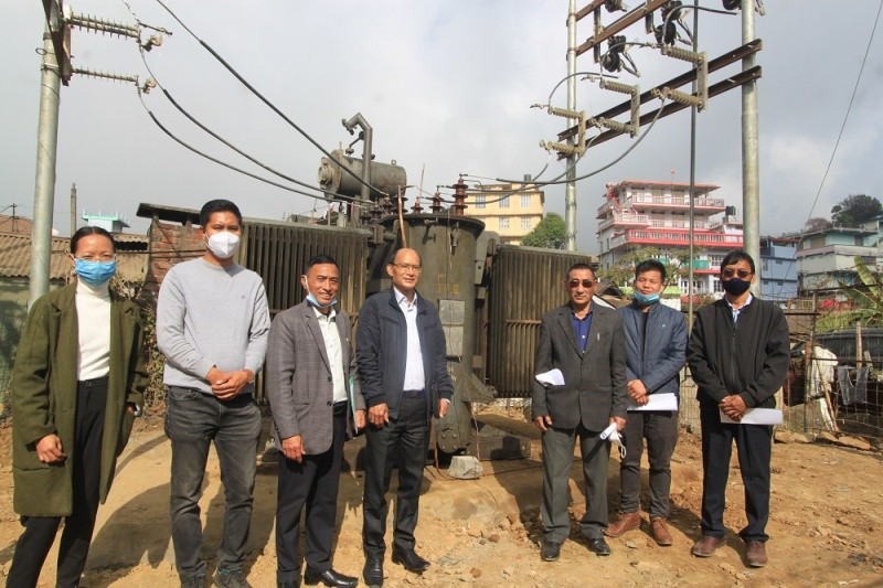 Power Department officials and others during the commissioning of a new 5 MVA transformer in Wokha on December 14.