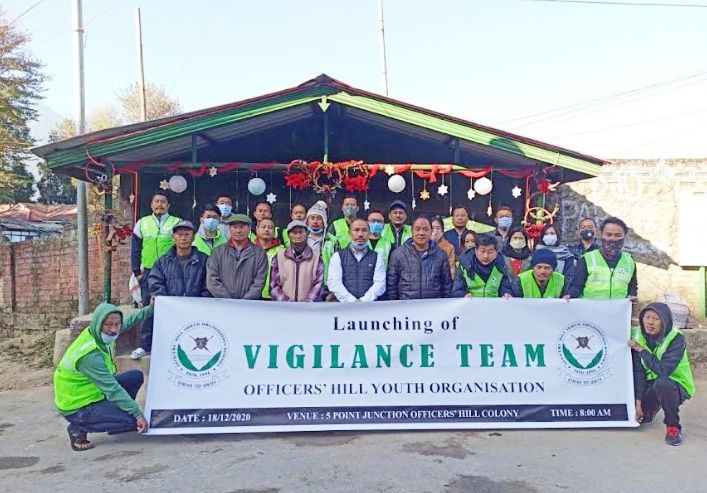 Khrielakuo Sekhose with others during launching programme of uniform for Vigilance Team in Kohima on December 18.