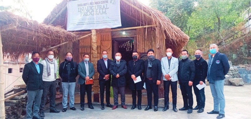 Neiba Kronu and others during the inauguration of Naga Music Research Centre in Kohima on December 10. (Morung Photo)