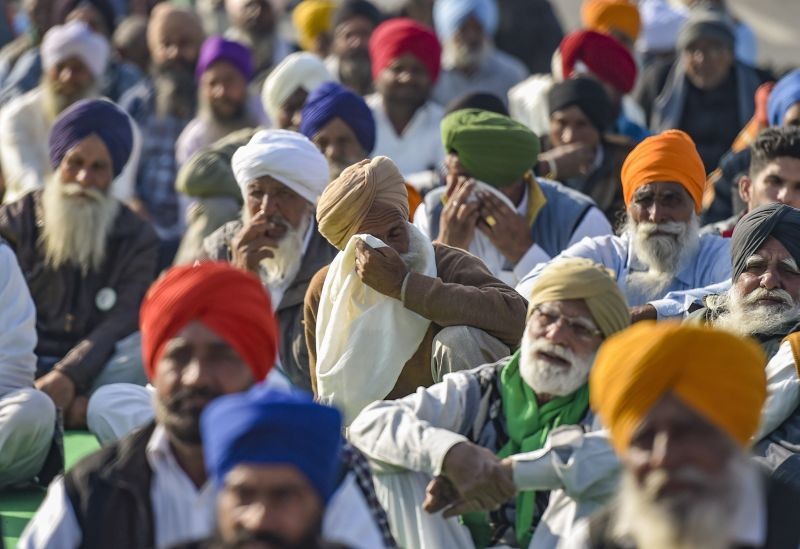 New Delhi: Farmers during a protest against the new farm laws, at Ghazipur Border in New Delhi, Friday, Dec. 18, 2020. (PTI Photo/Ravi Choudhary)