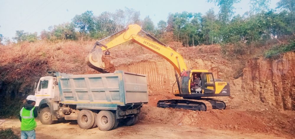 Construction works in progress for 2 laning of Kohima- Jessami road along Kikruma village in Phek district. (Morung Photo by Chizokho Vero)