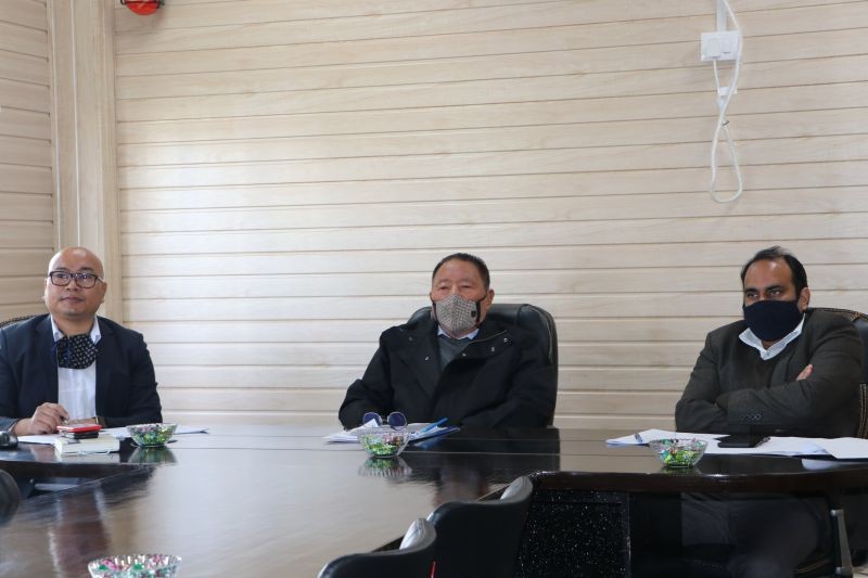 Kazheto Kinimi, Advisor NSDMA, Abhijit Sinha, Principal Secretary GoN,  and Johnny Ruangmei, OSD GoN during the virtual launching of COVID-19 Academy on the December 4. (Photo Courtesy: NSDMA @StateDisaster / Twitter)