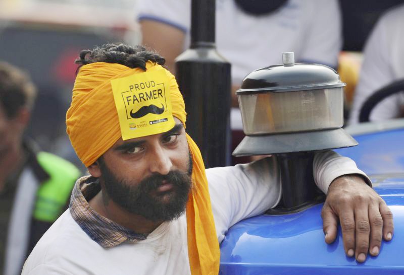 A farmer at Singhu border during their 'Delhi Chalo' protest march against the Centre's new farm laws, in New Delhi, in New Delhi on December 11. (PTI Photo)