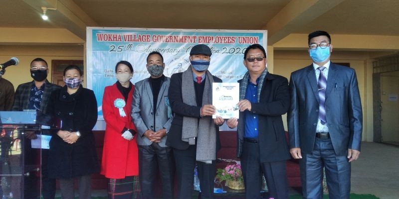 Dr Chumben Murry, MLA with members of the WVGEU silver jubilee magazine committee unveiling the magazine on December 29.