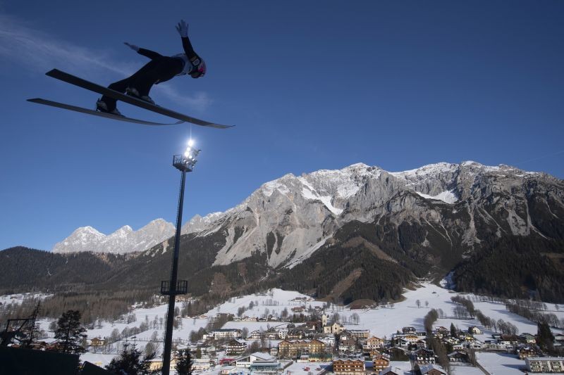 Ramsau: Lisa Hirner of Austria soars through the air during the women's ski jumping competition at the Nordic Combined World Cup in Ramsau, Austria, Friday, Dec. 18, 2020. AP/PTI