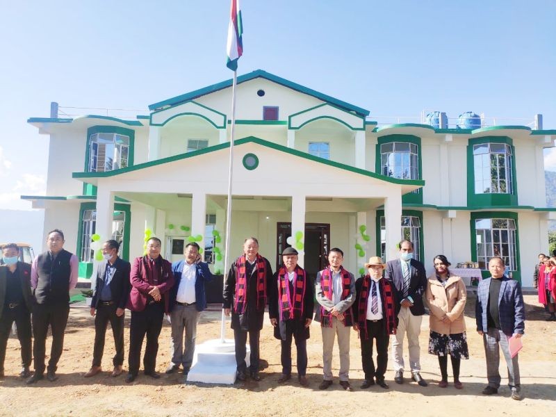 Advisor Kazheto Kinimi along with Minister, MLA and government officials during the inauguration of DC's bungalow in Kiphire held on December 8. (Morung Photo)