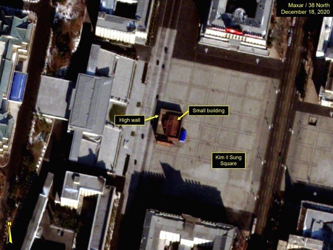 Mysterious structure set up at Pyongyang square for upcoming party congress: 38 North. (twitter.com/38NorthNK). (IANS Photo)