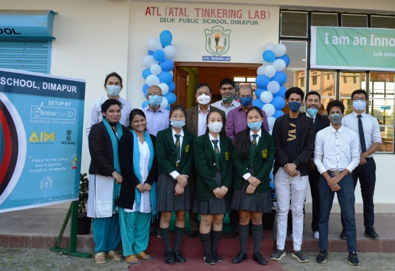 SI Jamir, Chairman, Dimapur Public School Society with the staff and students of DPS, Dimapur during the inauguration of Atal Tinkering Laboratory on December 5. (Photo Courtesy: DPS Dimapur)