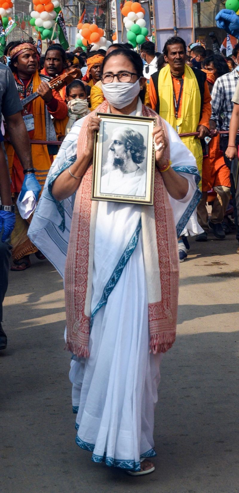 West Bengal Chief Minister Mamata Banerjee during her 'Padayatra' ahead of the state assembly polls 2021, at Shantiniketan in Birbhum District on December 29, 2020. (PTI Photo)