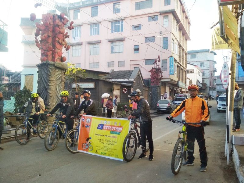 Participants of the cyclothon organised in Kohima on December 21.