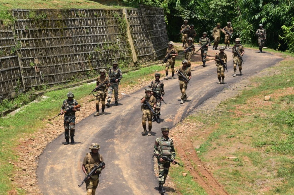 Assam Rifles and Nagaland Police- Special Task Force personnel during a joint security drill in Dimapur, on August 27, 2019. (Image Representational Purposes Only: PRO Defence, Kohima/Morung File Photo)