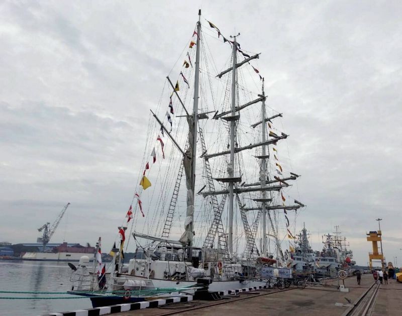Kochi: Indian Navy warships dressed overall with multi- coloured flags and pennants to mark the occasion of 'Navy Day', in Kochi, Friday, Dec. 4, 2020. (PTI Photo)