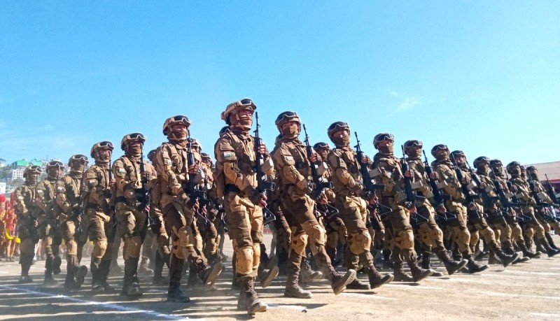 Special Task Force of the Nagaland Police marching during the 57th Statehood Day celebration in Kohima on December 1, 2019. (Morung File Photo)
