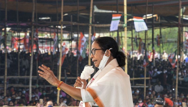 North 24 Parganas: West Bengal Chief Minister Mamata Banerjee addresses a public rally, at Bongaon in North 24 Parganas district, Wednesday, Dec. 9, 2020. (PTI Photo)