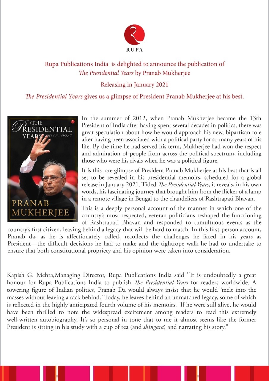 Pranab Mukherjee in  'The Presidential Years' (Rupa) lays bare his thoughts on his relationship with the two Prime Ministers he worked with, who belonged to two parties and who were (and are) fi¬ercely opposed to each other. (IANS)