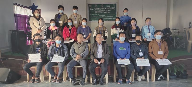The youths with officials after the completion of the six-day training under Skill Training of Rural Youth held from November 30 to December 5 at DEF, Chuchuyimpang. 