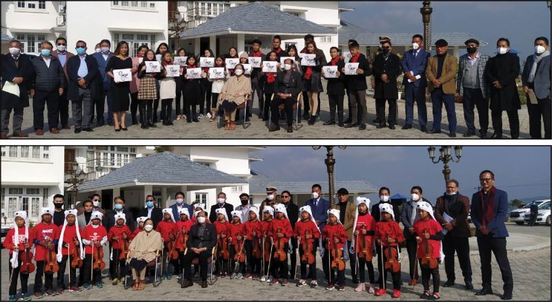 Bright Lights (top) Sunshine Orchestra (bottom) with Chief Minister of Nagaland, his wife and others on December 18. (Morung Photo)