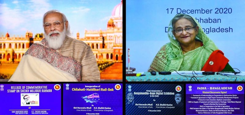 New Delhi: Prime Minister Narendra Modi and Bangladesh PM Sheikh Hasina during the India-Bangladesh virtual bilateral summit, in New Delhi, Thursday, Dec. 17, 2020. (PTI Photo