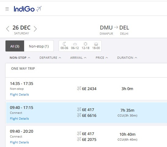 According to Indigo’s website, the first non-stop flight will leave Dimapur Airport on December 26 at 2:35 pm and arrived at the Indira Gandhi International Airport (IGI), New Delhi at 5:35 PM. (goindigo.in)