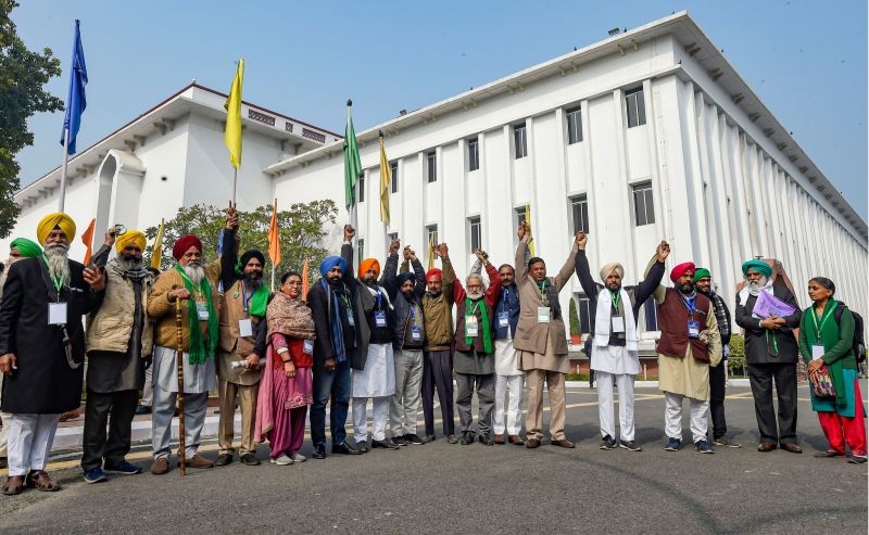 Farmers leaders arrive to attend the 11th round of talks with the central government on new farm laws, at Vigyan Bhavan in New Delhi on January 22, 2021. (PTI Photo)