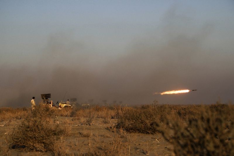 This photo released on January 19, 2021, by the Iranian Army, shows a missile being fired during a military drill. Iran's military kicked off a ground forces drill on Tuesday along the coast of the Gulf of Oman, state TV reported, the latest in a series of snap exercises that the country is holding amid escalating tensions over its nuclear program and Washington's pressure campaign against Tehran. (AP/PTI Photo)