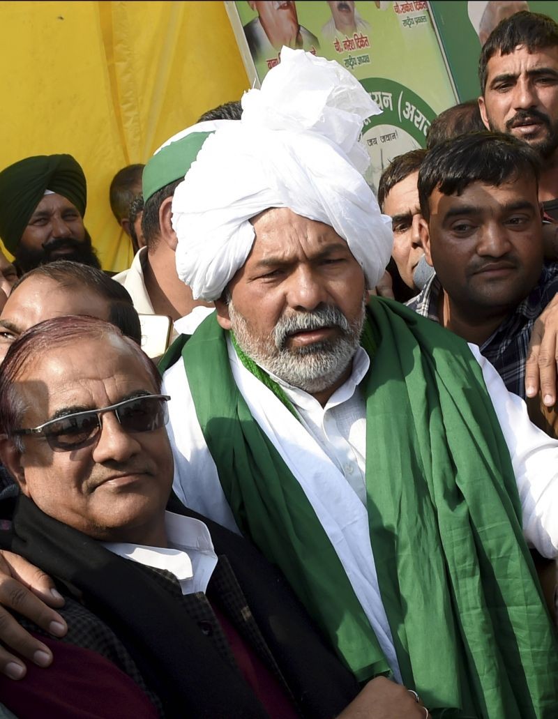Bharatiya Kisan Union Spokesperson Rakesh Tikait during farmers' protest against the new farm laws, at Ghazipur border in New Delhi on January 31, 2021. (PTI Photo)