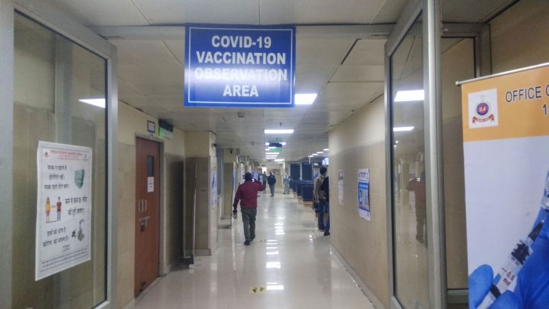 Preparation underway at LNJP Hospital for the first round of COVID vaccination drive scheduled to  begin across the country from Jan. 16, in New Delhi on January 15. (PTI Photo)