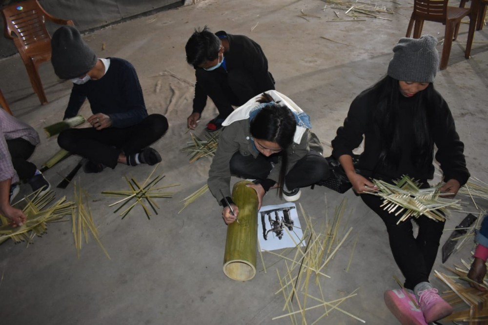 Some of the trainees during the bamboo craft workshop held at Zunheboto from January 11 to 23. (Photo Courtesy: HQ IGAR (N)