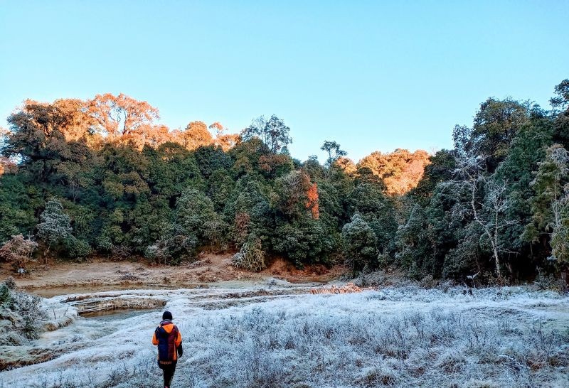 Field areas covered with frost in Waoshu village under Tuensang district. Waoshu village is located around 54kms away from Tuensang town. (Morung Photo)