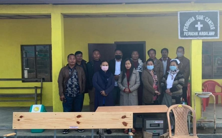 MLA Keneizhakho Nakhro with others during a visit to Peducha Sub-Centre on January 22