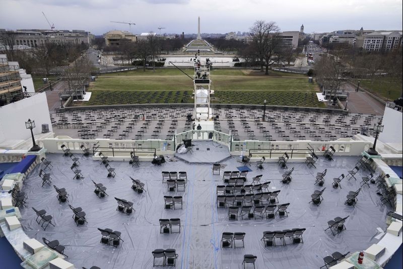 Preparations take place for President-elect Joe Biden's inauguration ceremony at the U.S. Capitol in Washington on January 16, 2021. (AP/PTI Photo)