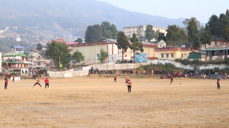 Players in action during a match at the 25th Winter Cricket Challenge in Wokha on January 14.