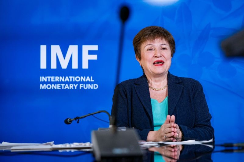 International Monetary Fund (IMF) Managing Director Kristalina Georgieva takes place in a virtual roundtable discussion with journalists, in Washington on January 14, 2021. (IMF/PTI Photo)