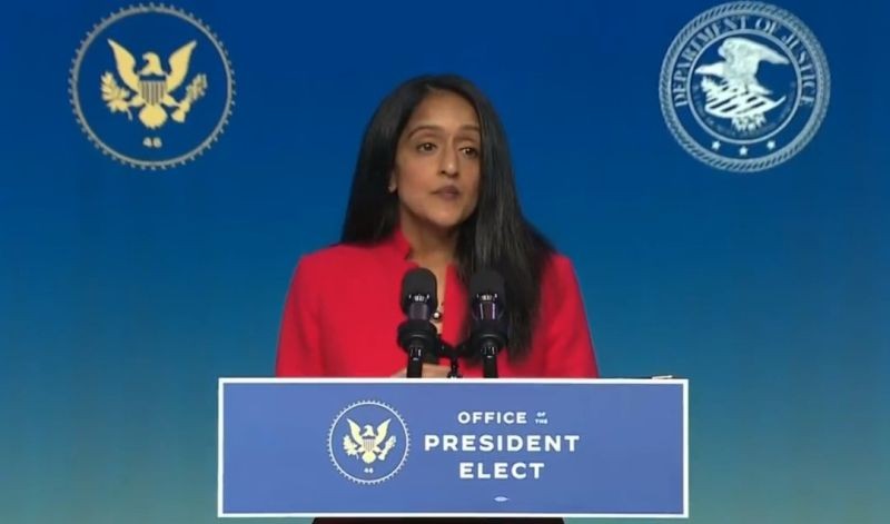 Vanita Gupta, who has been named by President-Elect Joe Biden to be the associate attorney general, speaks after the announcement on Thursday, January 7, 2021, in Delaware. (Photo: Biden Transition/IANS)