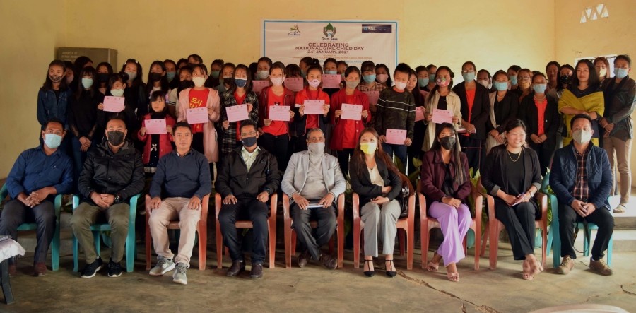 Participants with officials during the awareness programme conducted on ‘girl child rights and education’ and ‘women centric schemes’ at Urra Area Villages’ Union Hall on January 24.