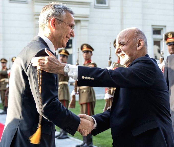 NATO Secretary General Jens Stoltenberg and Afghanistan's President Ashraf Ghani. (twitter/IANS Photo)