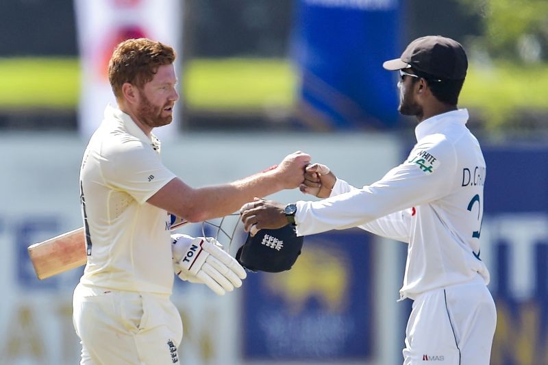 Galle: England batsmen Jonny Bairstow after defeating Sri Lanka by seven wickets in the 1st test match at Galle International Cricket Stadium in Galle, Monday, Jan. 18, 2021. (PTI Photo)