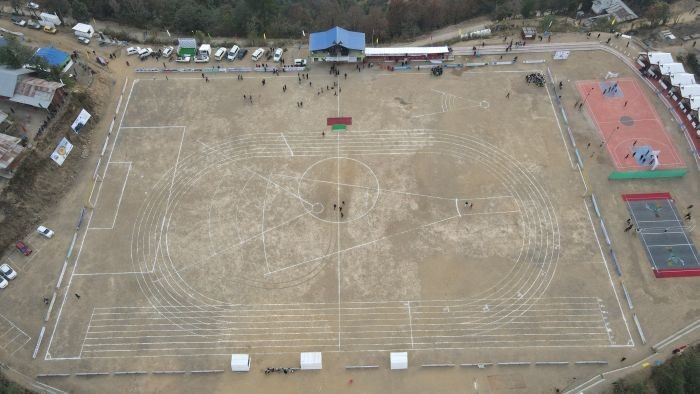 A view of the Phüsachodü local ground under preparation for the Chokri Area Games and Sports Association golden jubilee.