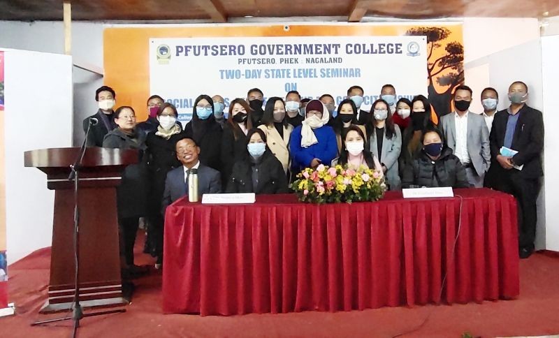 Dignitaries during a state level seminar on ‘Social Values: Self-leadership and Good Citizenship’ at PGC Auditorium, Pfutsero.