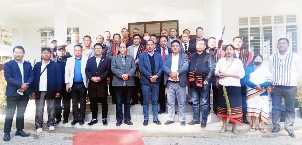 Nagaland Chief Minister Neiphiu Rio and others during the inauguration of Sechü Zubza Village Council Hall at Sechü Zubza on January 28. (Morung Photo)