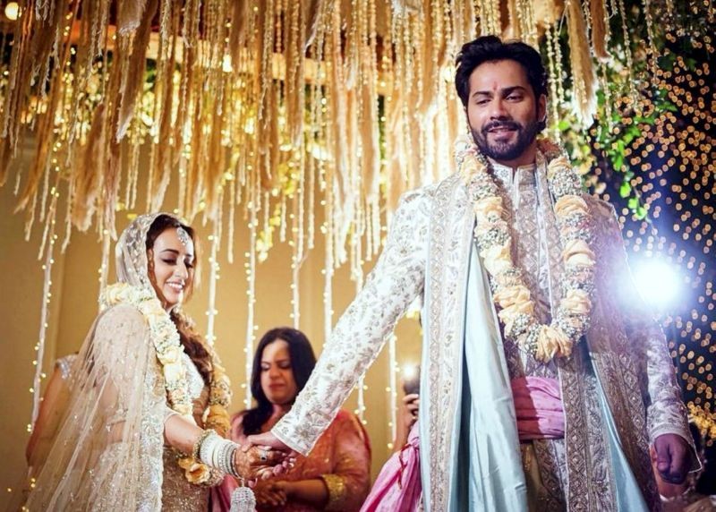 Mumbai: Bollywood actor Varun Dhawan and Natasha Dalal during their wedding ceremony at Alibaug in Mumbai, Sunday, Jan. 24, 2021. (PTI Photo)