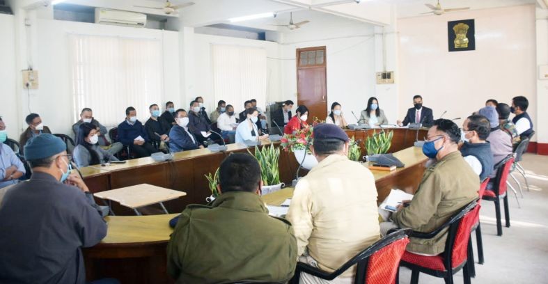 DC Dimapur Rajesh Soundararajan IAS addressing a meeting of HODs and administrative officers Dimapur in the conference hall of DC Dimapur on January 18. (DIPR Photo)