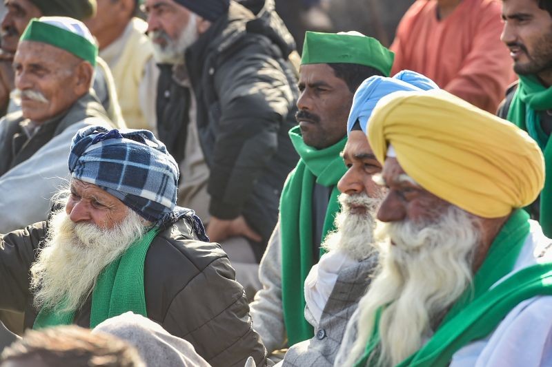 New Delhi: Farmers during their ongoing agitation against new farm laws, at Ghazipur border, in New Delhi, Monday, Jan. 11, 2021. (PTI Photo/Arun Sharma)