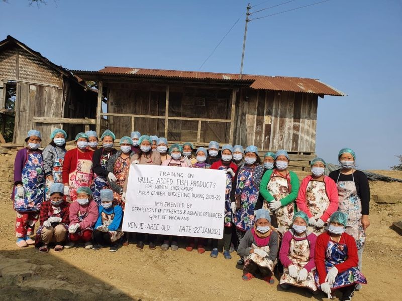 Trainees with officials during the training on value added fish products held at Aree Old, Aspirational Village under Wokha district on January 22. (DIPR Photo)