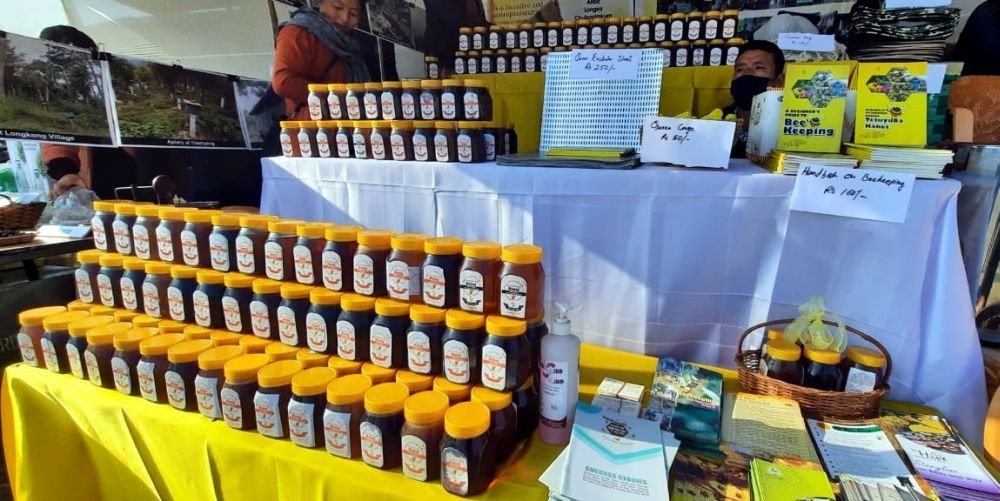 Some of the products on display at the ‘honey sales day’ at Imkongmeren Sports Complex during the Republic Day celebration in Mokokchung. (Morung Photo)