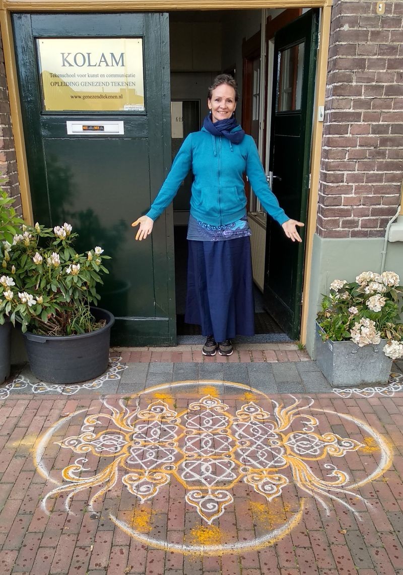 Kolam, a traditional Indian art form of drawing geometric patterns on the floors, as a sign of welcome, was part of the virtual kick-off ceremony of the inauguration of President-elect Joe Biden and his deputy Kamala Harris, who traces her origin to Tamil Nadu where these auspicious designs adore almost every household. (PTI Photo)