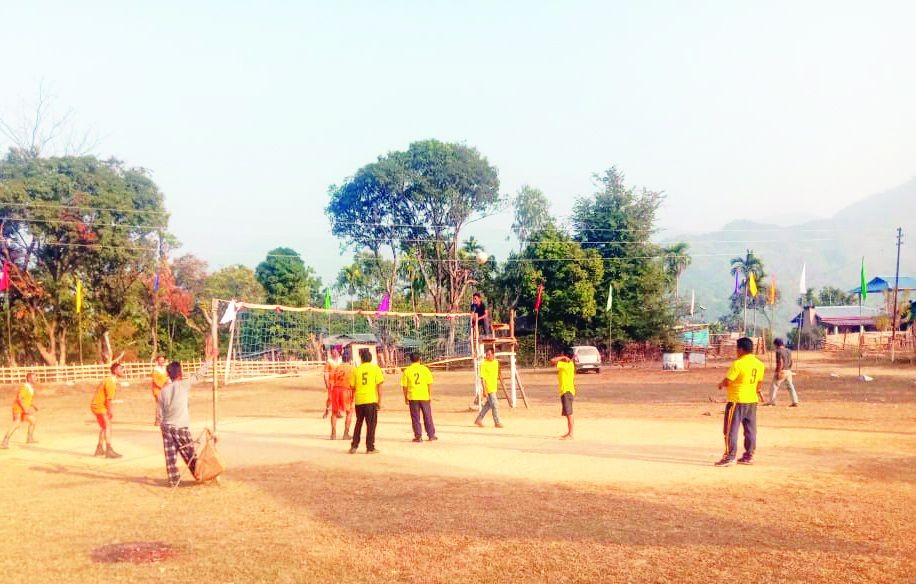 The friendly volleyball match played between AR and Youth of Old Jalukie Village.