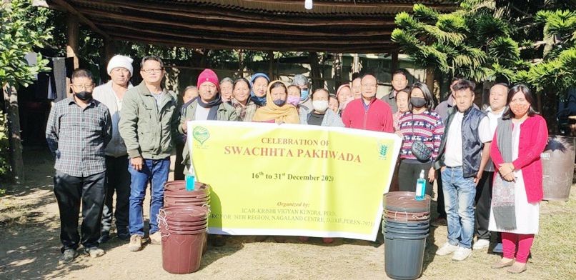 Participants during the activities conducted by ICAR-Krishi Vigyan Kendra, Peren as part of the Swachhta Pakhwada celebrated from December 16 to 31, 2020.