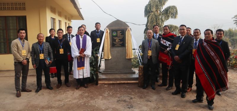 Chokri Area Baptist Youth Fellowship executive members and dignitaries after unveiling the monolith at Thenyizu on January 15. (Morung Photo)