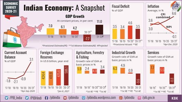 Economic Survey 2021: A Snapshot.  (Image Courtesy: PIB India)